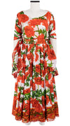 Aster Dress Boat Neck Cap Sleeve Midi Length Cotton Musola (Anemon Naples Border)