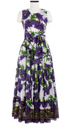 Iris Dress Crew Neck Sleeveless Maxi Length Cotton Musola (Anemon Naples Border)