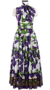 Iris Dress Crew Neck Sleeveless Maxi Length Cotton Musola (Anemon Naples Border)