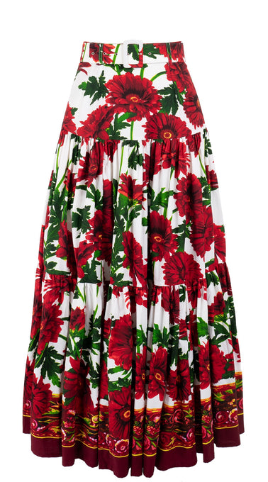 Emma Skirt Maxi Length Cotton Stretch (Anemon Naples Border)