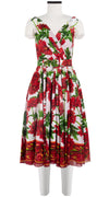 Vivien Dress #1 V Neck Sleeveless Midi Length Cotton Musola (Anemon Naples Border)