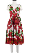 Vivien Dress #1 V Neck Sleeveless Midi Length Cotton Musola (Anemon Naples Border)