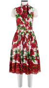 Vivien Dress #1 V Neck Sleeveless Midi Length Cotton Musola (Anemon Naples Border)