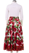 Aster Skirt #1 with Belt Midi Length Cotton Musola (Anemon Naples Border)