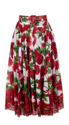 Aster Skirt #1 with Belt Midi Length Cotton Musola (Anemon Naples Border)