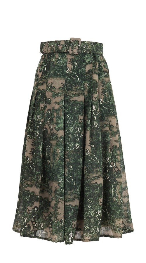 Zeller Skirt Midi Length Wool Musola (Antilles Toile Ground)