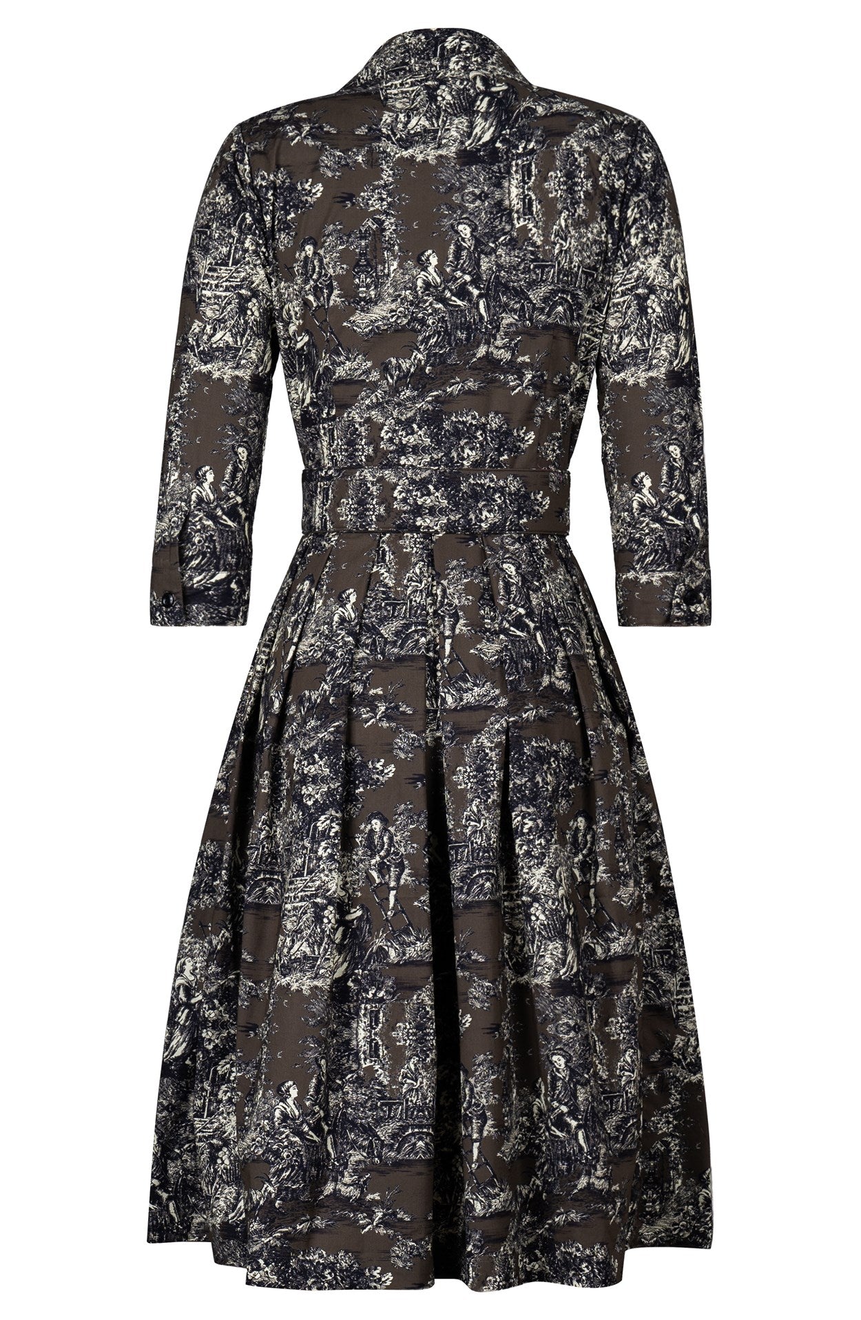 toile shirt dress Audrey Dress #1 Shirt Collar 3/4 Sleeve Long Length Cotton Stretch (An