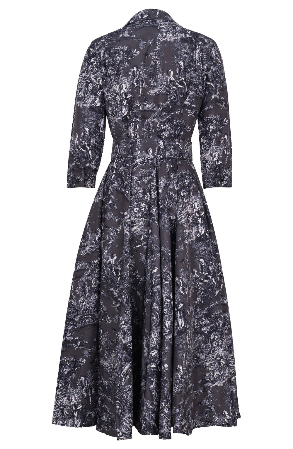 Aster Dress Shirt Collar 3/4 Sleeve Midi Length Poliamide Taffta (Antille Toile)