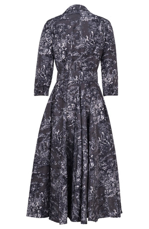 Aster Dress Shirt Collar 3/4 Sleeve Midi Length Poliamide Taffta (Antille Toile)