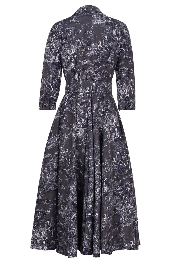 Aster Dress Shirt Collar 3/4 Sleeve Midi Length Poliamide Taffta (Antille Toile)