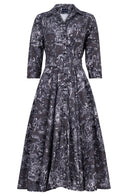 Aster Dress Shirt Collar 3/4 Sleeve Midi Length Poliamide Taffta (Antille Toile)