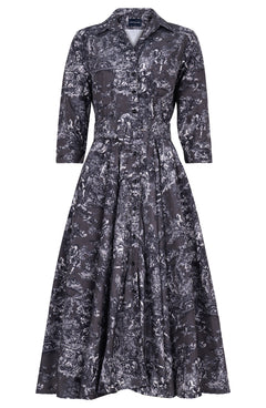 Aster Dress Shirt Collar 3/4 Sleeve Midi Length Poliamide Taffta (Antille Toile)