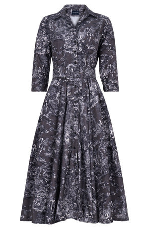 Aster Dress Shirt Collar 3/4 Sleeve Midi Length Poliamide Taffta (Antille Toile)