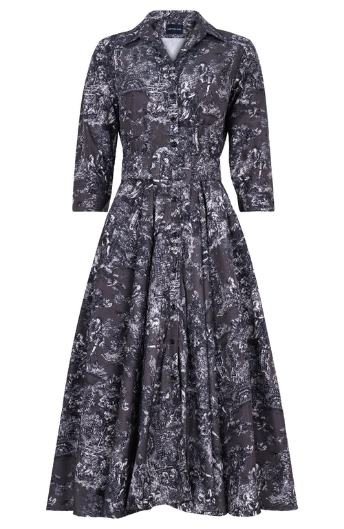 Aster Dress Shirt Collar 3/4 Sleeve Midi Length Poliamide Taffta (Antille Toile)