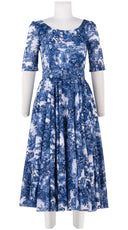 Aster Dress Boat Neck 1/2 Sleeve Midi Length Cotton Musola (Antilles Toile White)