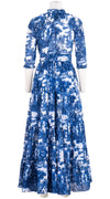 Eva Dress Crew Neck 3/4 Sleeve Maxi Length Cotton Musola (Antilles Toile White)