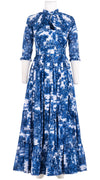 Eva Dress Crew Neck 3/4 Sleeve Maxi Length Cotton Musola (Antilles Toile White)