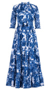 Eva Dress Crew Neck 3/4 Sleeve Maxi Length Cotton Musola (Antilles Toile White)