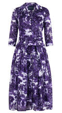 [Off the Rack] Audrey Dress #4 Shirt Collar 3/4 Sleeve Midi Length Cotton Musola (Antilles Toile White) @XS-XXL