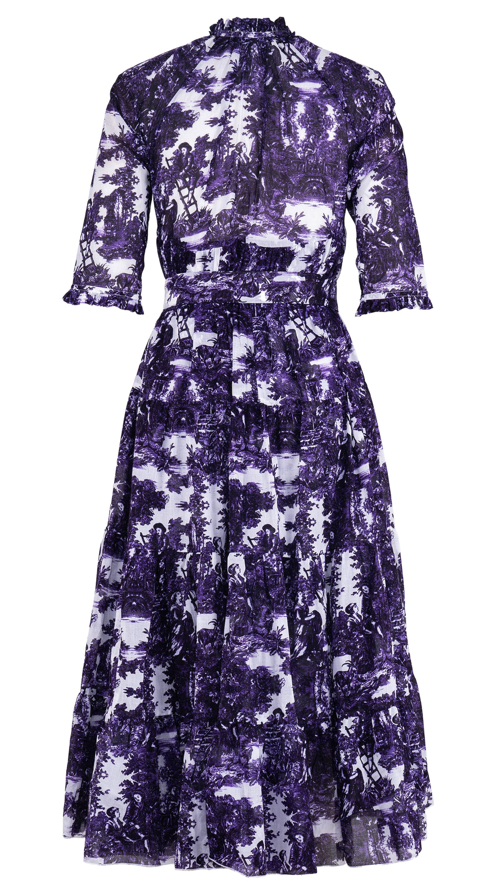 [Off the Rack] Eden Dress Crew Neck 3/4 Sleeve Midi Length Cotton Musola (Antilles Toile White) @XS-XL