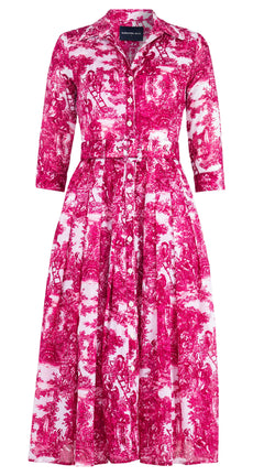 [Off the Rack] Audrey Dress #4 Shirt Collar 3/4 Sleeve Midi Length Musola (Antilles Toile White) @S-L(2)-XL(2)-XXL