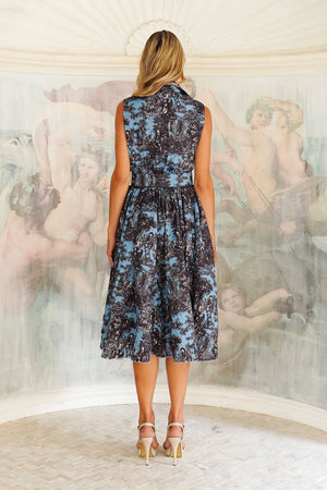 Terry Dress Shirt Collar Sleeveless Midi Length Poliamide Taffta (Antilles Toile Pastel)