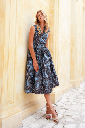 Terry Dress Shirt Collar Sleeveless Midi Length Poliamide Taffta (Antilles Toile Pastel)