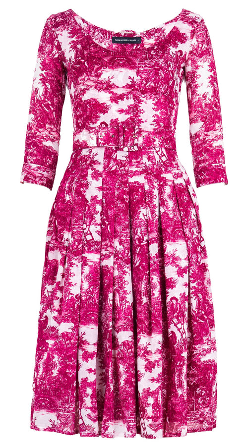 Florance Dress #4 Boat Neck 3/4 Sleeve Long +3 Length Cotton Musola (Antilles Toile White)