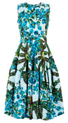 Rose Dress Crew Neck Sleeveless Long Length Cotton Stretch (Antique Wheel All Over)