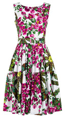 Rose Dress Boat  Neck Sleeveless Long Length Cotton Stretch (Antique Wheel All Over) @3