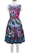 Florance Dress High Boat Neck Sleeveless Long Length Cotton Stretch (Antique Wheel Border)