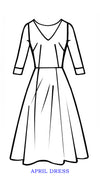 April Dress V Neck 3/4 Sleeve Long Length Cotton Stretch (Emperor Tulip Pastel)
