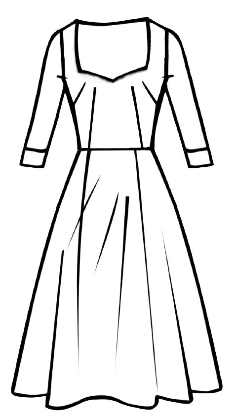 April Dress Sweetheart Neck 3/4 Sleeve Long Length Silk Taffta (Solid)