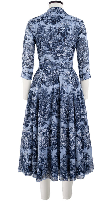 Aster Dress Shirt Collar 3/4 Sleeve Midi Length Cotton Musola (Arabian Night Toile Ground)