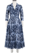 Aster Dress Shirt Collar 3/4 Sleeve Midi Length Cotton Musola (Arabian Night Toile Ground)