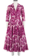 Aster Dress Shirt Collar 3/4 Sleeve Midi Length Cotton Musola (Arabian Night Toile Ground)