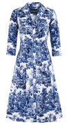 Audrey Dress #3 Shirt Collar 3/4 Sleeve Cotton Stretch (Arabian Night Toile White)