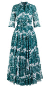 Eden Dress Crew Neck 3/4 Sleeve with Hamilton Belt Maxi Length Cotton Musola (Arabian Night Toile White)