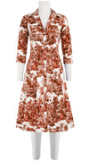 Audrey Dress #3 Shirt Collar 3/4 Sleeve Cotton Stretch (Arabian Night Toile White)