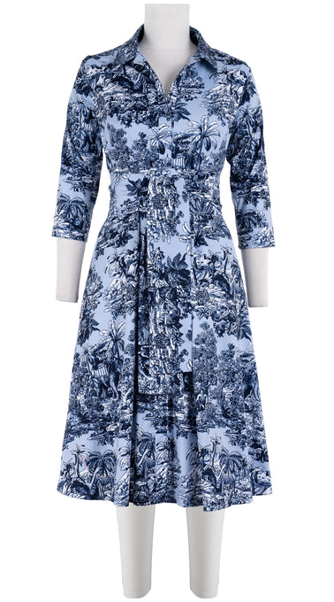 Abel Dress Shirt Collar 3/4 Sleeve Long Length Cotton Stretch (Arabian Night Toile Ground)