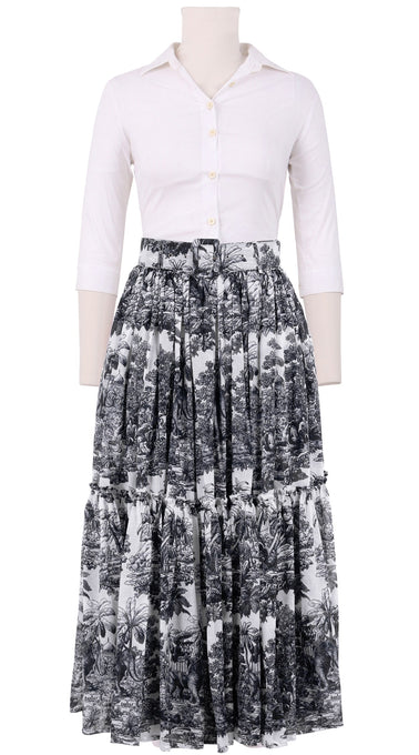Melanie Skirt Midi Plus Length Cotton Musola (Arabian Night Toile White)