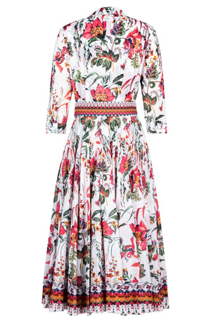 Aster Dress Shirt Collar 3/4 Sleeve Midi Length Cotton Musola (Asian Botanic)