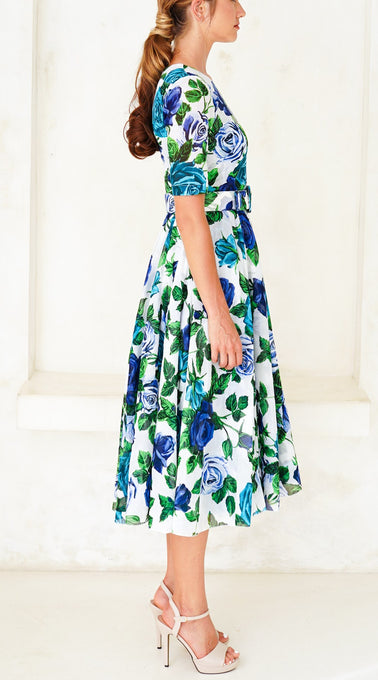 Aster Dress Crew Neck 1/2 Sleeve Midi Length Cotton Musola (Charlotte Rose Big)