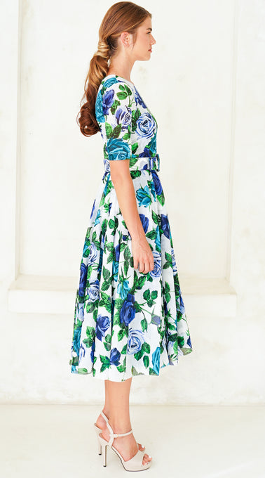 Aster Dress Crew Neck 1/2 Sleeve Midi Length Cotton Musola (Charlotte Rose Big)