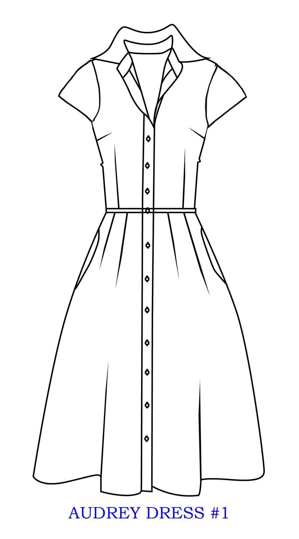Audrey Dress #1 Shirt Collar Cap Sleeve Cotton Stretch (Pucciesquae Graphic)
