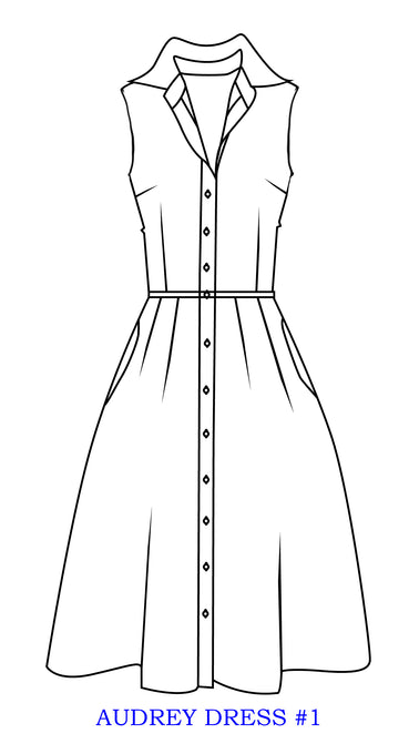 Audrey Dress #1 Shirt Collar Sleeveless Long Length Cotton Stretch_Solid_Grey