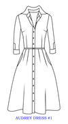 Audrey Dress #1 Shirt Collar 3/4 Sleeve Cotton Stretch (Garland Rose)