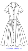 Audrey Dress #2 Shirt Collar Short Cuffed Sleeve Cotton Stretch (Giant Poppy White)
