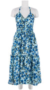 Melanie Dress #2 Sweetheart Strap Midi Plus Length Linen (Azalea Flower Small)