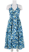 Melanie Dress #2 Sweetheart Strap Midi Plus Length Linen (Azalea Flower Small)